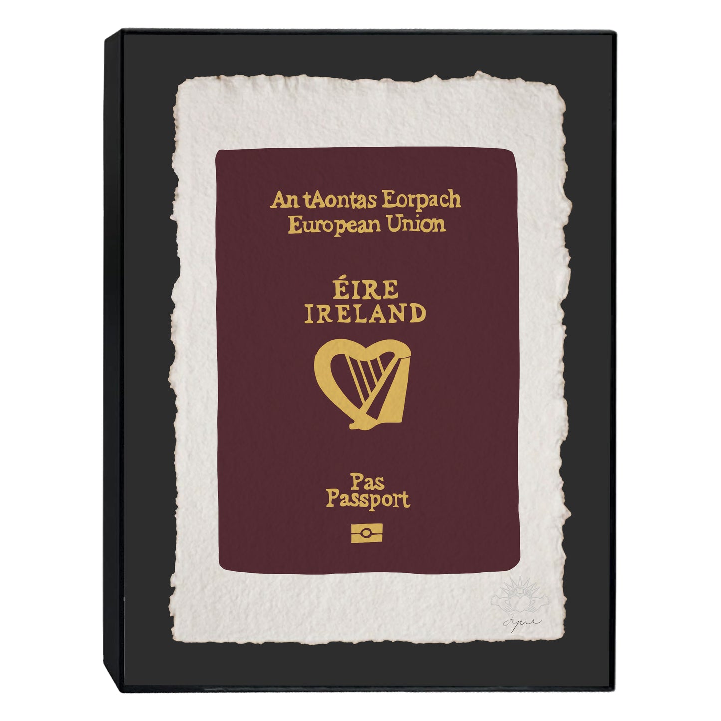 IRISH PASSPORT IRELAND LARGE FRAMED PRINT 11x14